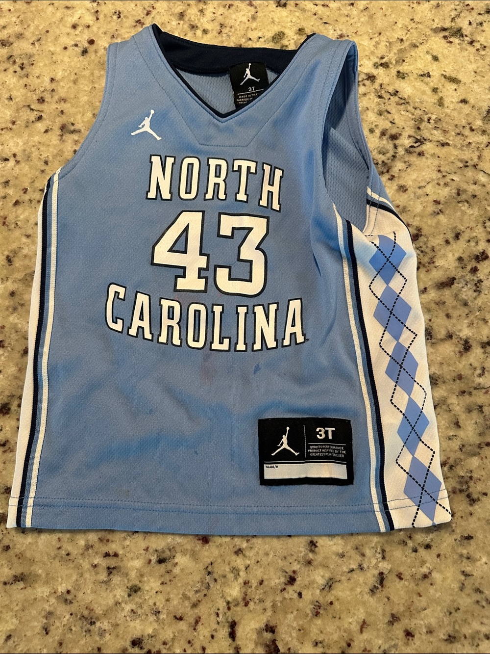 Jordan Kids Carolina Blue Basketball Jersey with #43